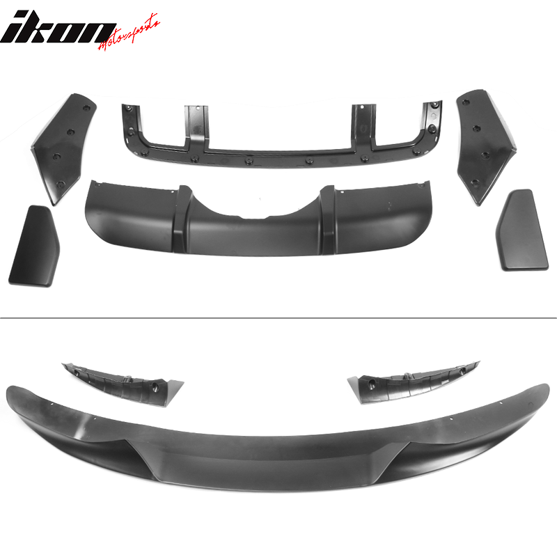 Fits 14-18 BMW F15 X5 M Sport Front Bumper Lip & Rear Diffuser Gloss Black - PP