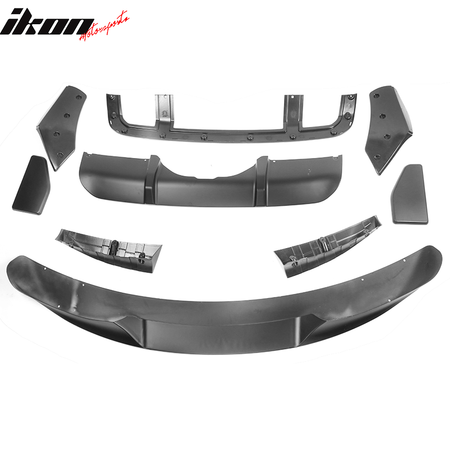 Fits 14-18 BMW F15 X5 M Sport Front Bumper Lip & Rear Diffuser Gloss Black - PP