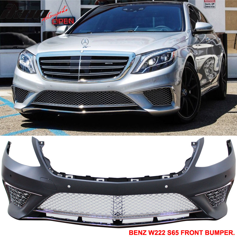 Fits 14-17 Benz W222 S Class PDC Front + Rear Bumper Cover + Side Skirts 2PC PP