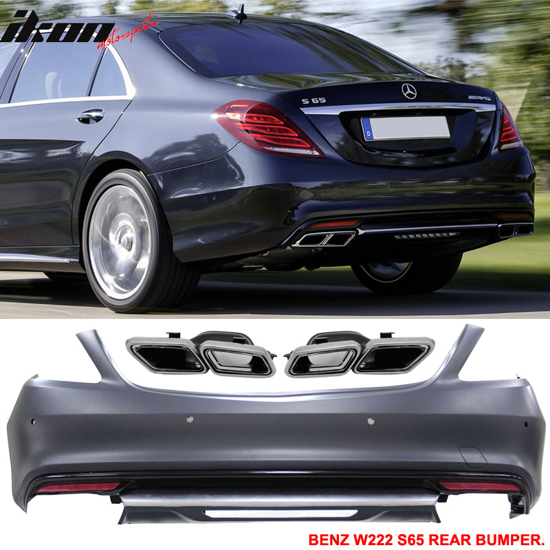 Fits 14-17 Benz W222 S Class PDC Front + Rear Bumper Cover + Side Skirts 2PC PP