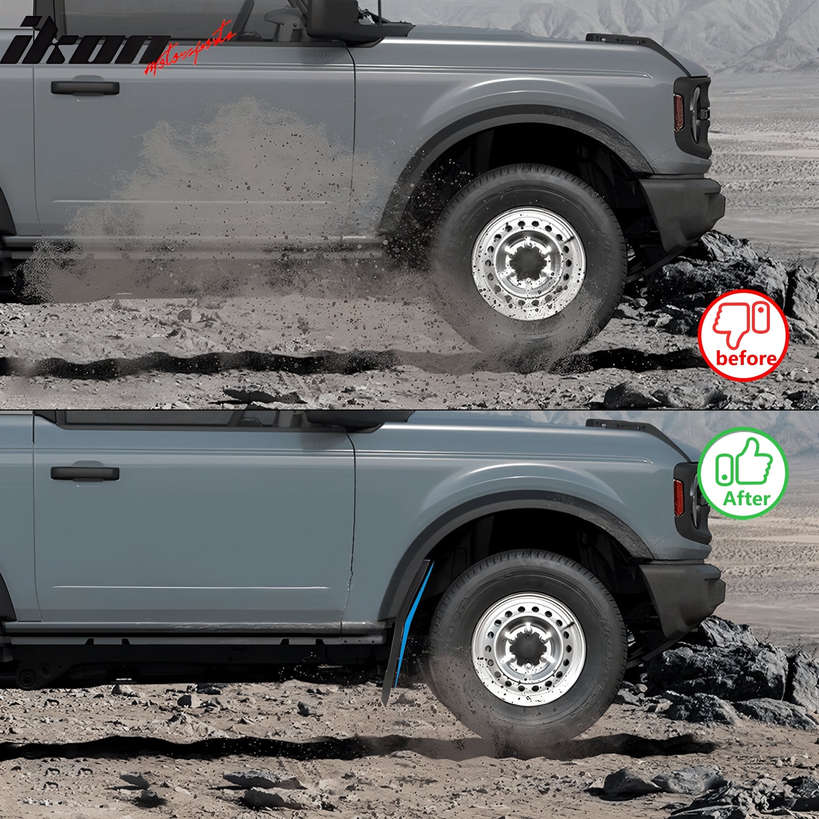 Fits 21-23 Ford Bronco 2/4 Door Black Front Rear Mud Flaps Splash Guards PP 4PCS