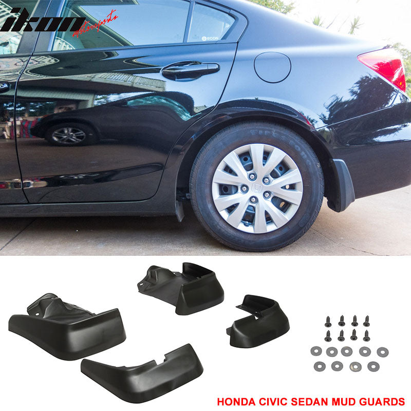 2012-2014 Honda Civic 4Pc 4Dr OE Style Mud Guard Splash Flap Fender PU