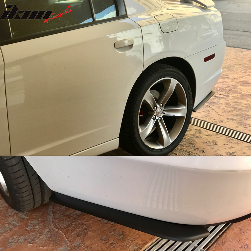 Rear Bumper Lip Aprons Compatible With 2012-2014 Dodge Charger SRT8, PP Polypropylene Matte Black Valences Spats Apron Splitter Diffuser Canard by IKON MOTORSPORTS