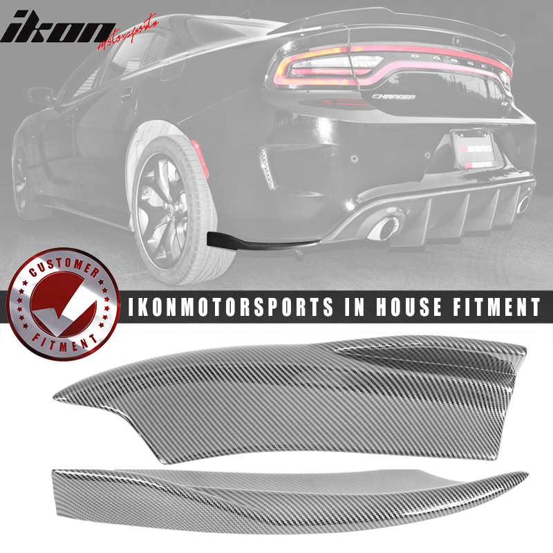 2015-2023 Dodge Charger V2 Style CF Print Rear Bumper Lip Side Apron