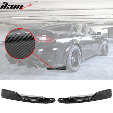 IKON MOTORSPORTS, Rear Bumper Side Apron Compatible With 2020-2023 Dodge Charger Widebody Sedan 4-Door, IKON Style Rear Bumper Lip Splitter Winglet Aprons Spat Valance, 2021