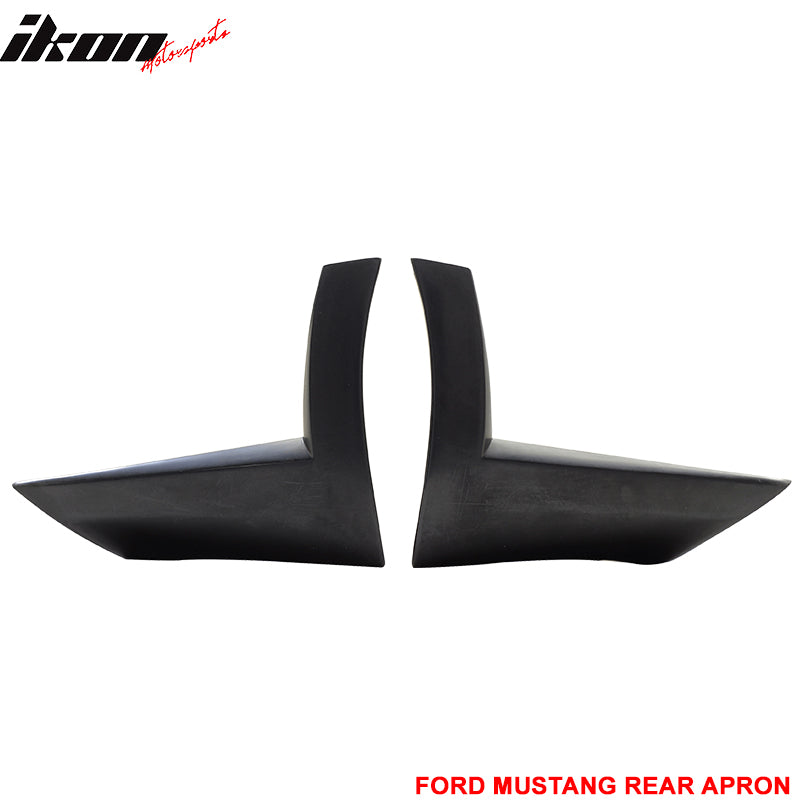 IKON MOTORSPORTS, Rear Bumper Lip Compatible With 2010-2012 Ford Mustang V6, Unapinted Black Rear Lip Finisher Under Chin Spoiler Splitter Valance Underbody Bumper PU, 2011