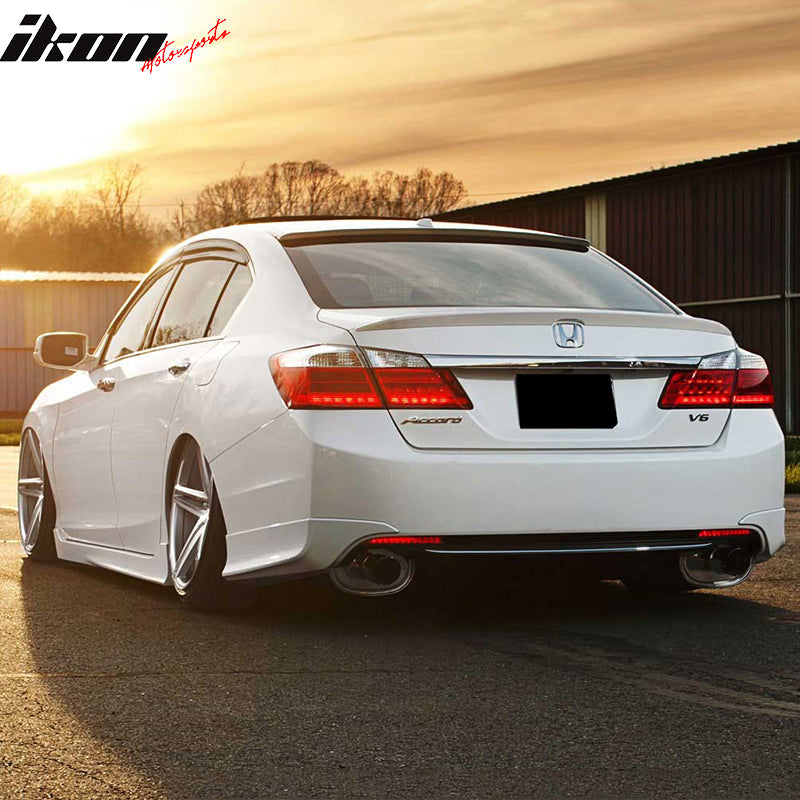 Rear Bumper Lip Compatible With 2013-2015 Honda Accord, HFP Style Black PU Rear Lip Finisher Under Chin Spoiler Underspoiler Splitter Valance Underbody Bumper Fascia Add On by IKON MOTORSPORTS, 2014