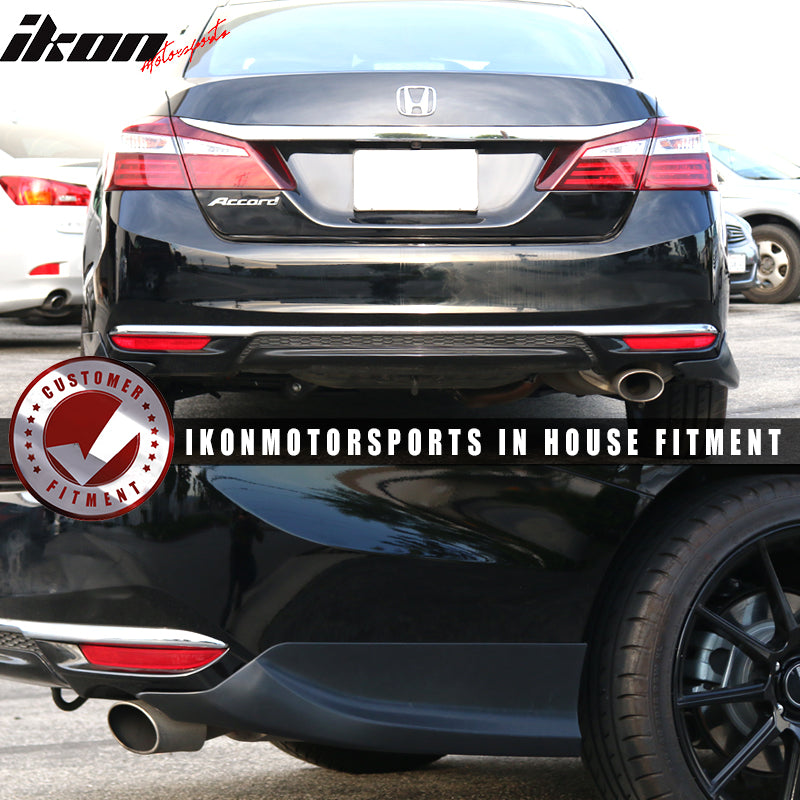 Rear Bumper Lip Compatible With 2016-2017 Honda Accord Sedan 4Dr, HFP Style Unpainted Black Polypropylene PP Rear Diffuser Spoiler Splitter Valance Underbody Bumper Fascia Add On by IKON MOTORSPORTS