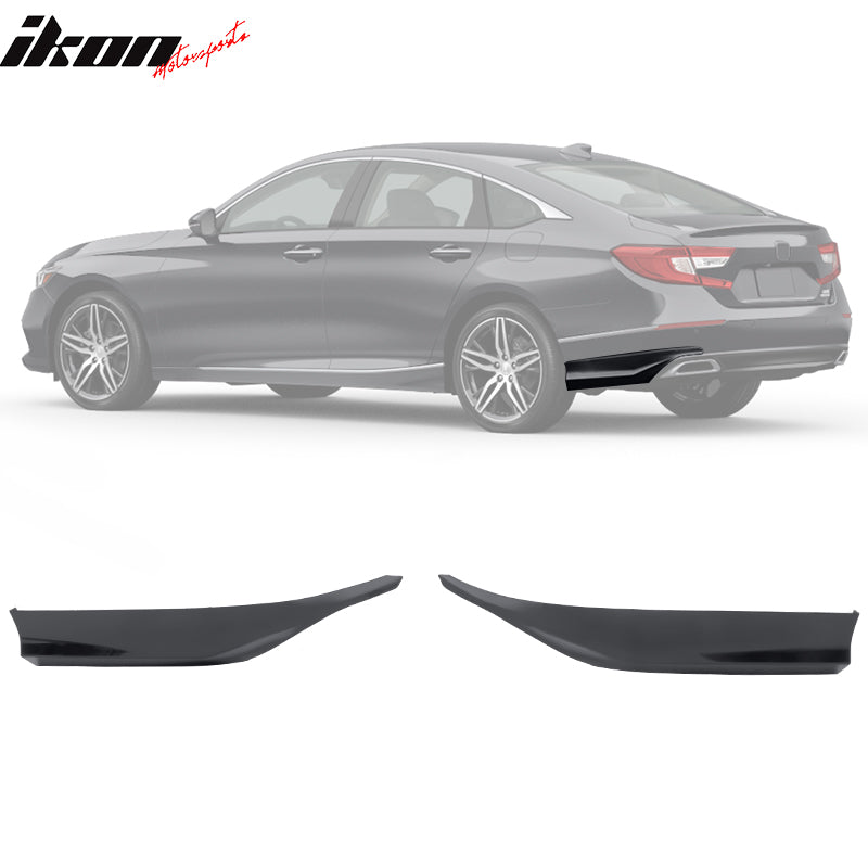 IKON MOTORSPORTS, Rear Aprons Compatible With 2018-2022 Honda Accord, 2PCS Rear Bumper Lip Diffuser Corner Apron Spats PP Polypropylene IKON V2 Style