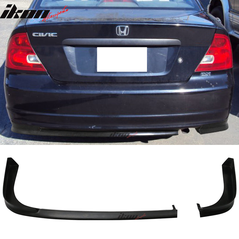 2001-2003 Honda Civic 2Dr TR Style Unpainted Black Rear Bumper Lip PU