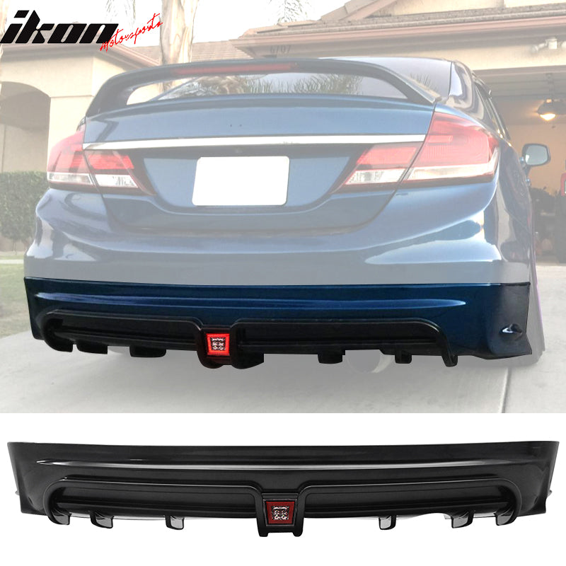 Fits 13-15 Honda Civic Mugen RR Rear Bumper Lip W/  LED Brake Light