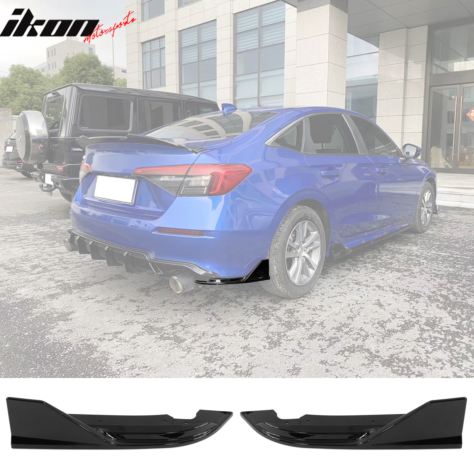 For 22-24 Civic FE-C Front Rear Lip Trunk Spoiler Type R Side Skirts Gloss Black