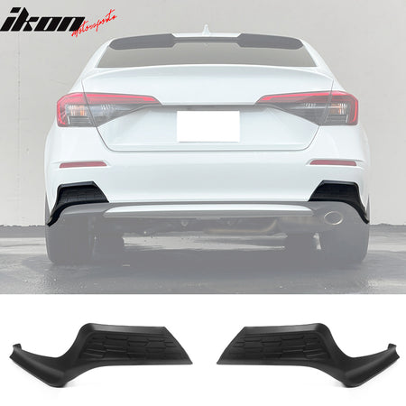 IKON MOTORSPORTS, Rear Lip Splitters Compatible With 2022-2023 Honda Civic Sedan 4-Door, Painted PP Polypropylene Rear Bumper Lip 2PCS