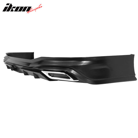 IKON MOTORSPORTS, Rear Bumper Lip Compatible With 2022-2024 Honda Civic 11th Gen Sedan 4-Door, Rear Lower Bumper Diffuser BodyKit With Muffler Tips Unpainted Black PP - Polypropylene