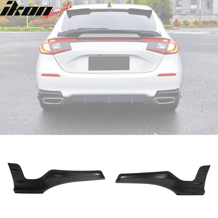 IKON MOTORSPRTS, Rear Bumper Aprons Compatible With 2022-2024 Honda Civic 11th Gen Hatchback 4-Door, PP Mugen Style