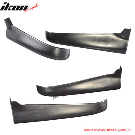 Rear Bumper Lip Compatible With 1992-1995 HONDA CIVIC 2 & 4 DOOR, JDM Style PU Black Rear Lip Spoiler Splitter by IKON MOTORSPORTS, 1993 1994