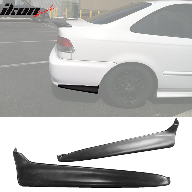 1999-2000 Honda Civic Jdm 2PC Style Unpainted Black Rear Bumper Lip PU