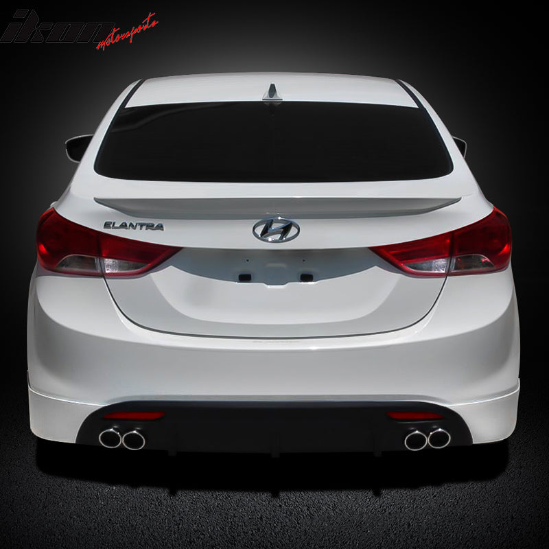 Rear Bumper Lip Compatible With 2010-2014 Hyundai Elantra 4 Door Sedan, Factory Style PP Black Rear Lip Spoiler Splitter by IKON MOTORSPORTS, 2012