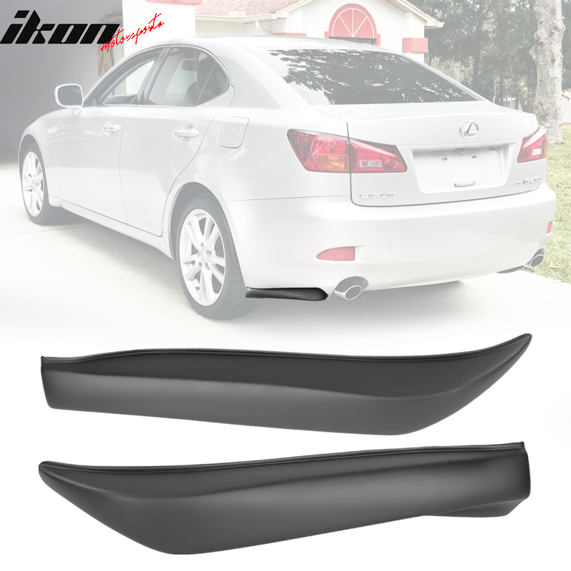 IKON MOTORSPORTS, Rear Apron Compatible With 2006-2013 Lexus IS250 IS350, Rear Bumper Lip Splitter Winglet Canard CFL, 2007 2008 2009 2010 2011 2012