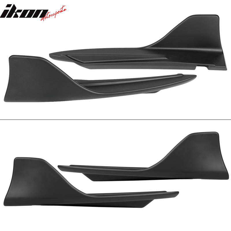 IKON MOTORSPORTS, Rear Side Aprons Compatible With 14-20 Lexus IS 250 300 350, Type A 2PCS Rear Bumper Lip Splitter Bottom Line Lip Underbody Matte Black, 2015 2016 2017 2018 2019