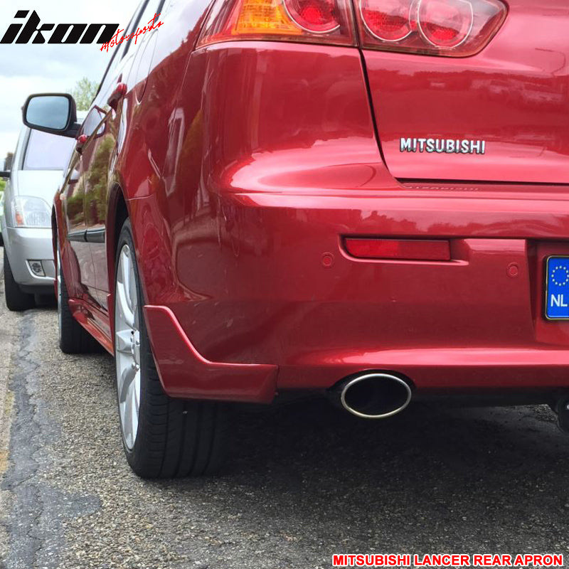 Rear Bumper Lip Compatible With 2008-2015 Mitsubishi Lancer, Black PU Rear Lip Finisher Under Chin Spoiler Underspoiler Splitter Valance Underbody Bumper Fascia Add On by IKON MOTORSPORTS, 2009 2010