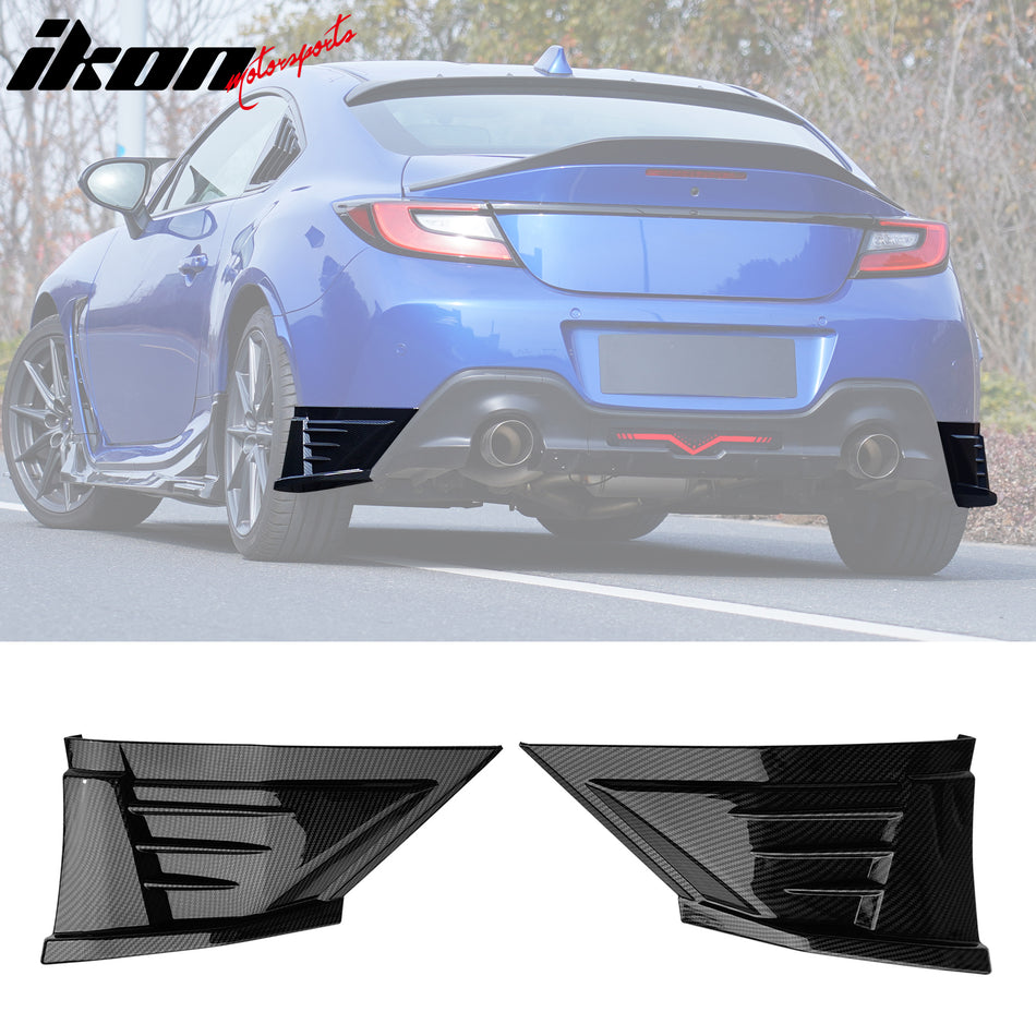 IKON MOTORSPORTS Rear Aprons, Compatible with 2022-2024 Subaru BRZ & Toyota GR86, JDM Style PP Polypropylene Rear Bumper Lip Lower Side Spat Valance Winglet Canard Protector 2PCS