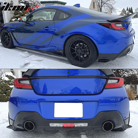 IKON MOTORSPORTS Rear Aprons, Compatible with 2022-2024 Subaru BRZ & Toyota GR86, STI Style Black PP Rear Bumper Lip Lower Side Spat Valance Winglet Canard Protector 2PCS