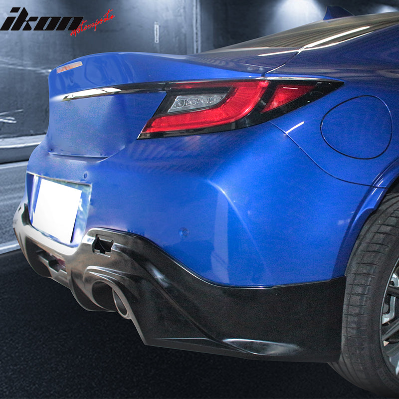 IKON MOTORSPORTS, Rear Diffuser Compatible With 2022-2024 Subaru BRZ & Toyota GR86 Coupe 2-Door, T Style Unpainted PU Rear Bumper Diffuser Lip