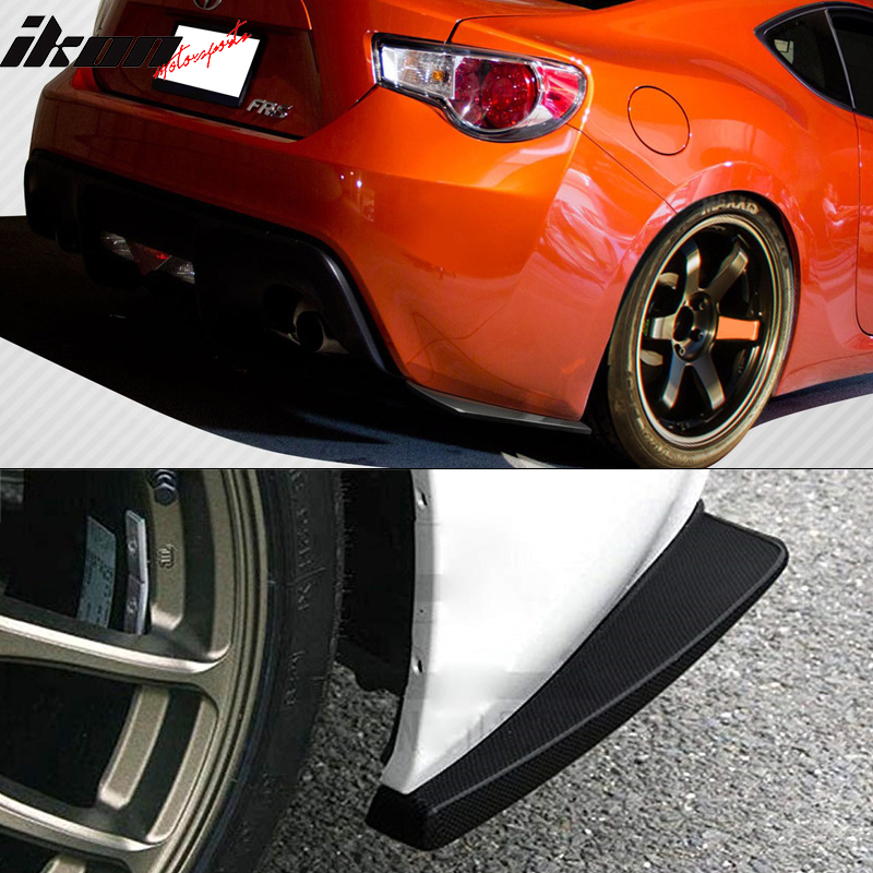 IKON MOTORSPORTS, Rear Bumper Lip Compatible With 2013-2016 Scion FR-S/2013-2020 Subaru BRZ/2017-2020 Toyota 86, CS Style Unpainted Black PU Rear Diffuser Spoiler Splitter Valance Bottom Line Caps