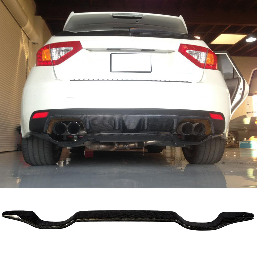 IKON MOTORSPORTS, Rear Diffuser Compatible With 2008-2014 Subaru Impreza STI 5Dr , Matte Carbon Fiber R205 Style Rear Bumper Lip Spoiler Wing, 2009 2010 2011 2012 2013