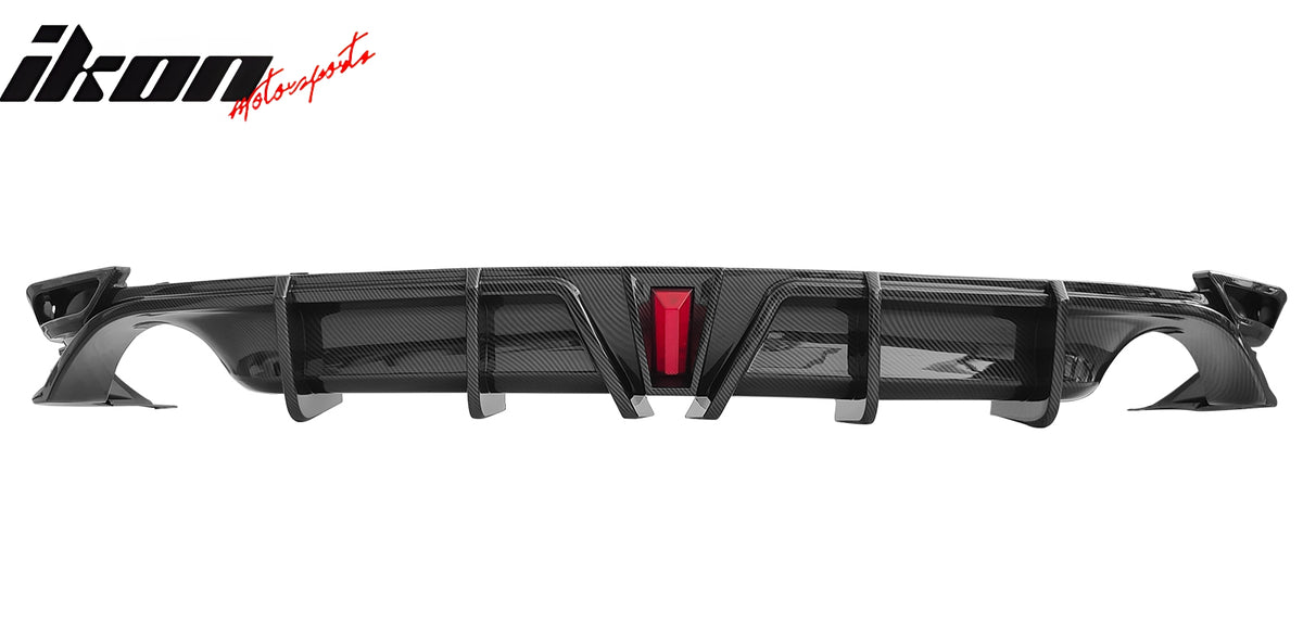 Fits 18-24 Toyota Camry LE XLE Rear Diffuser Lip W/LED Light Carbon Fiber Print