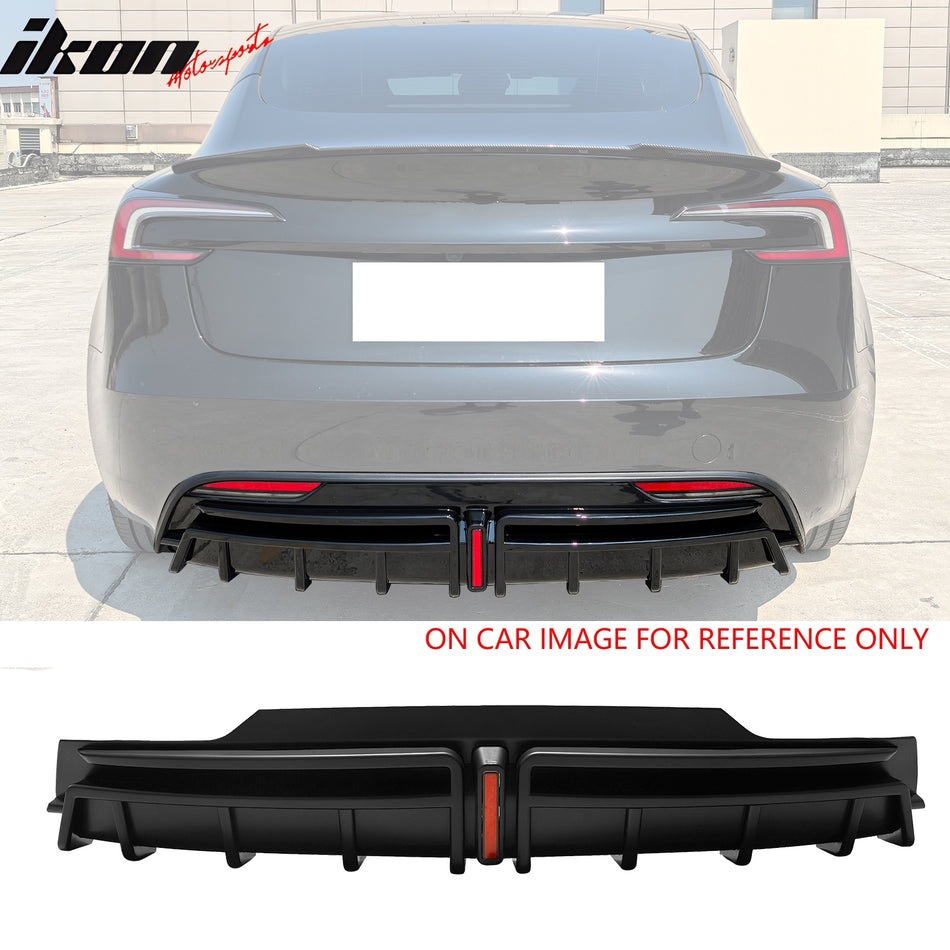 2024-2025 Tesla Model 3 Highland Matte Black Rear Diffuser W/LED PP