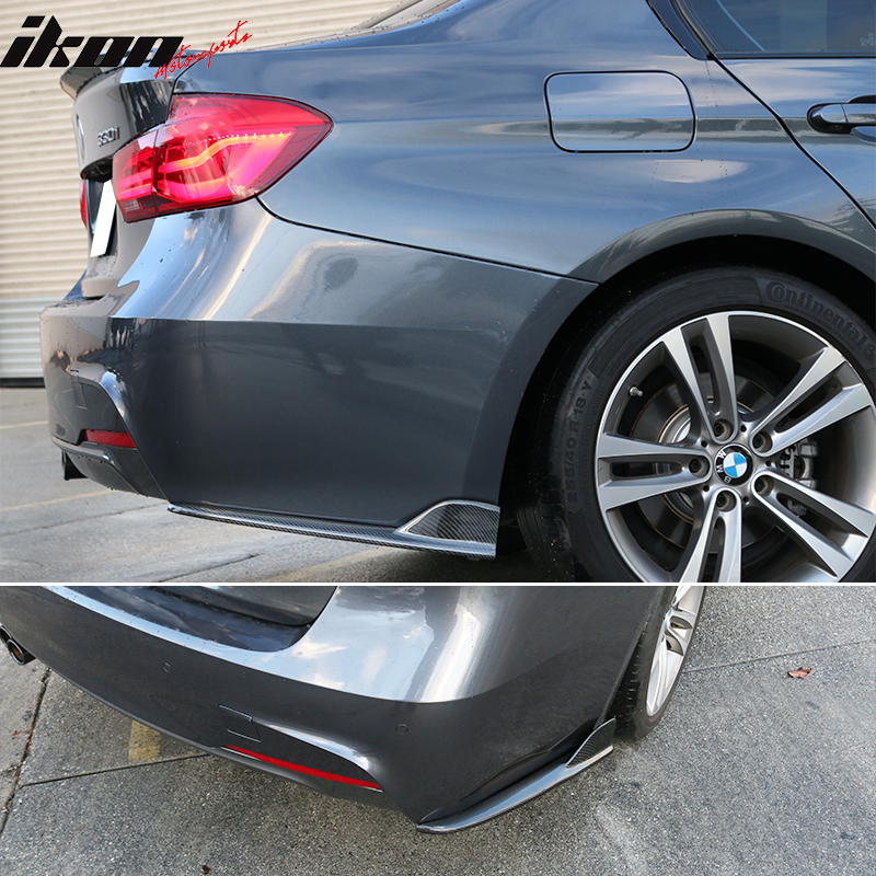 Fits 12-18 BMW F30 M-tech FD Style Rear Bumper Lip Side Apron Matte Carbon Fiber