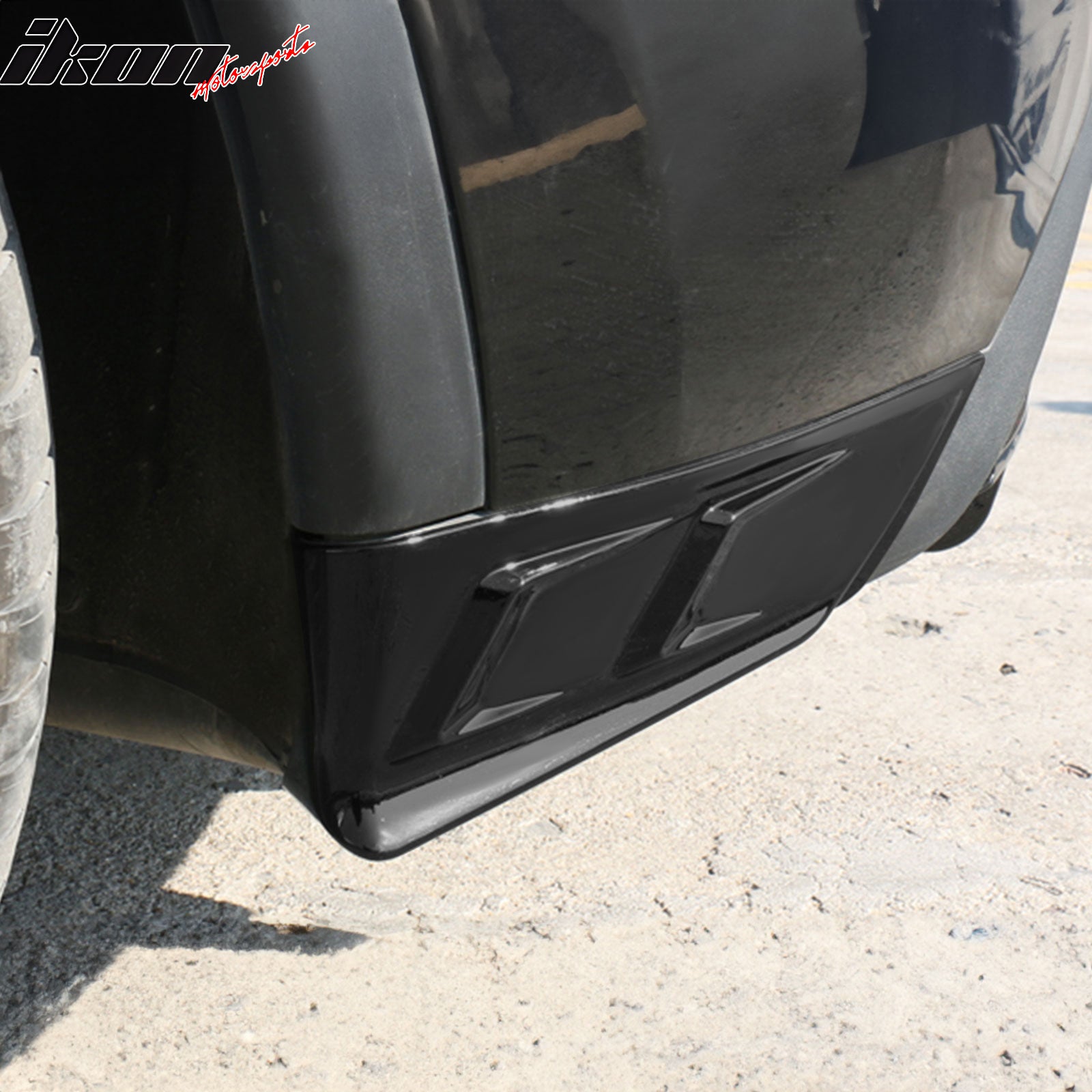 IKON MOTORSPORTS, Rear Aprons Compatible With 2020-2023 Tesla Model Y All Models 4-Door, PP Rear Splitter Canards 2PCS