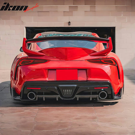 IKON MOTORSPORTS Rear Aprons, Compatible with 2020-2024 Toyota GR Supra A90 A91 MK5, AG Style Gloss Carbon Fiber Rear Bumper Lip Lower Side Spat Valance Winglet Canard Protector 2PCS