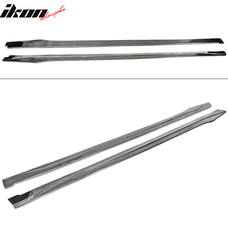 IKON MOTORSPORTS, Side Skirts Compatible With 2014-2020 BMW F32 F33 4 Series M Sport, Matte Carbon Fiber IKON Style Side Skirt Extension Rocker Panel Driver Passenger, 2015 2016 2017 2018 2019