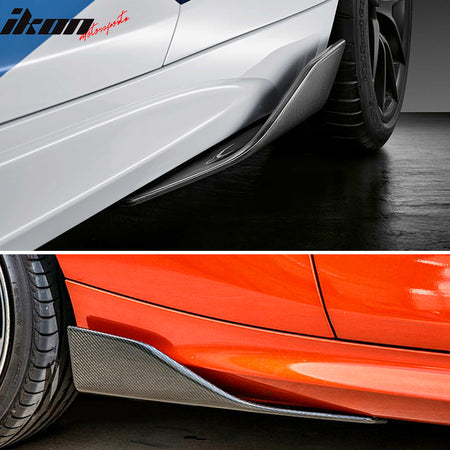 IKON MOTORSPORTS, Side Skirts Compatible With 2016-2020 BMW M2, Matte Carbon Fiber P Style Side Skirt Extension Rocker Panel Driver Passenger, 2017 2018 2019