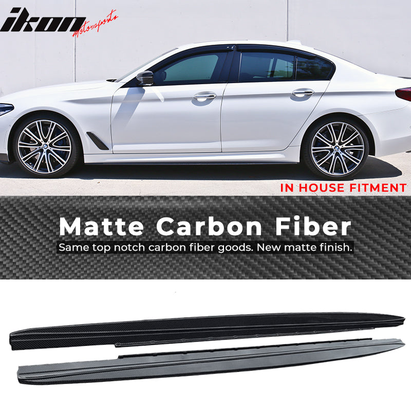 IKON MOTORSPORTS, Side Skirts Compatible with 2017-2023 BMW 5 Series G30, MP Style Side Skirt Extension Rocker Panel Pair