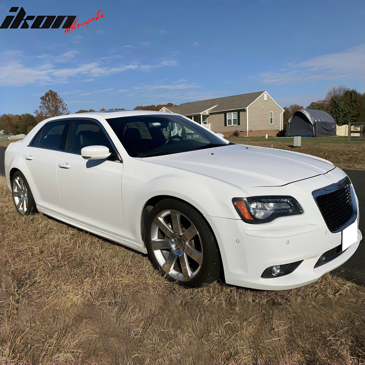 IKON MOTORSPORTS, Rocker Panels Compatible with 2011-2023 Chrysler 300, SRT8 Style PP Unpainted Splitter Side Skirts Extension Molding Trim Underbody Spoiler