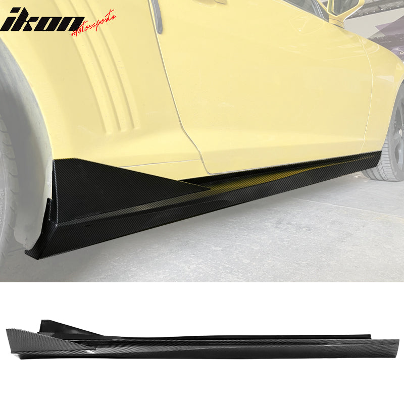 IKON MOTORSPORTS, Side Skirts Compatible With 2010-2015 Chevrolet Camaro, IKON V3 Style PP Add On Side Skirt Rocker Panel Extension Moulding Splitter, 2011 2012 2013 2014