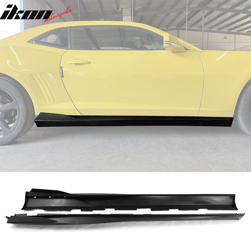 IKON MOTORSPORTS, Side Skirts Compatible With 2016-2024 Chevy Camaro, IKON V2 Style PP Side Skirt Moulding Rocker Panel Splitters, 2017 2018 2019 2020 2021