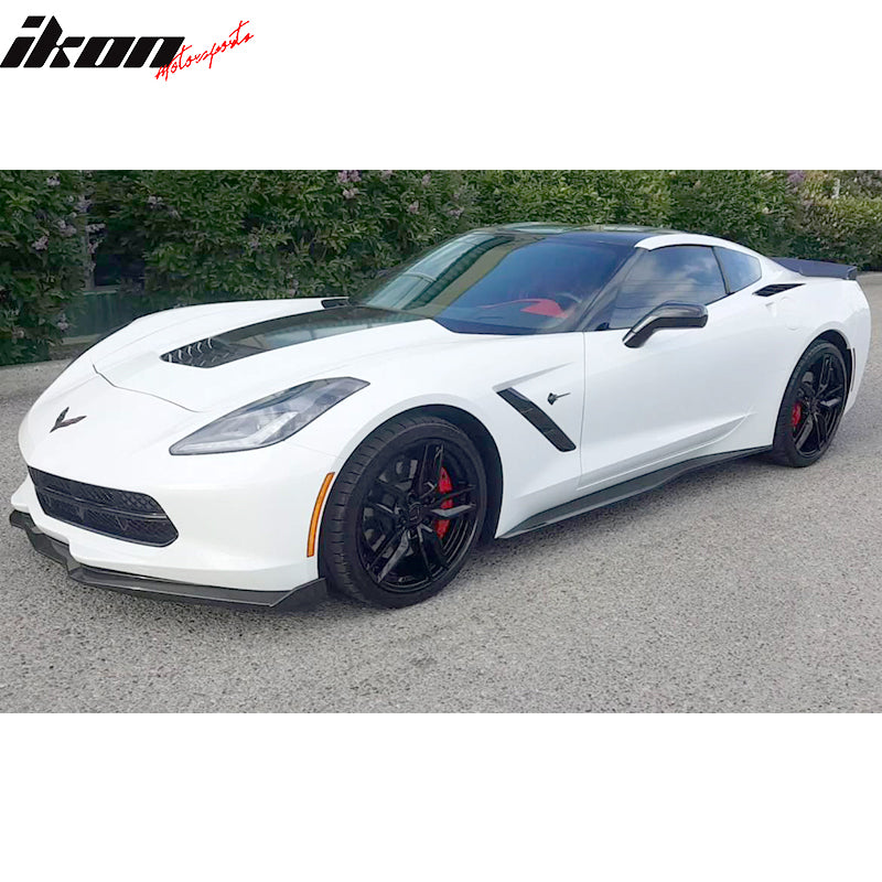 Side Skirts Compatible With 2014-2019 Chevrolet Corvette C7, ABS Black Sideskirts Rocker Panel Bottom Line by IKON MOTORSPORTS, 2015 2016 2017 2018