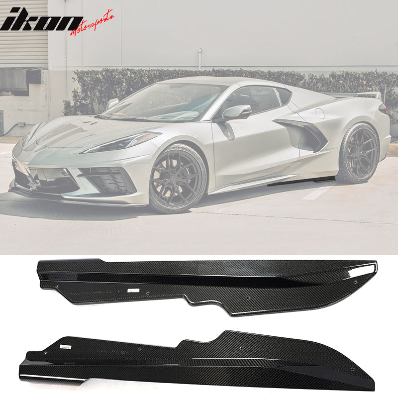 2020-2023 Chevy Corvette C8 IKON Style Carbon Fiber CF Side Skirts 2PC