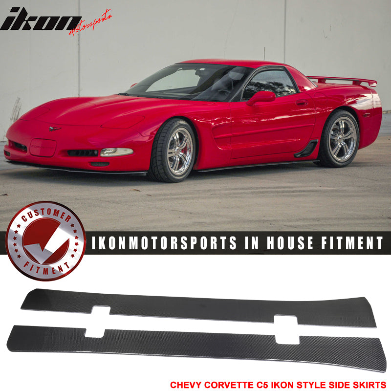 Fits 97-04 Chevy Corvette C5 IKON Style Front Lip + Side Skirts Carbon Fiber CF