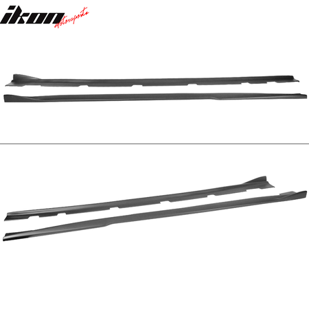 IKON MOTORSPORTS, Side Skirts Compatible With 2011-2023 Dodge Charger, V3 Style Polypropylene Rocker Panel Extension Flat Bottom Line Lip 2PC, 2016 2017 2018