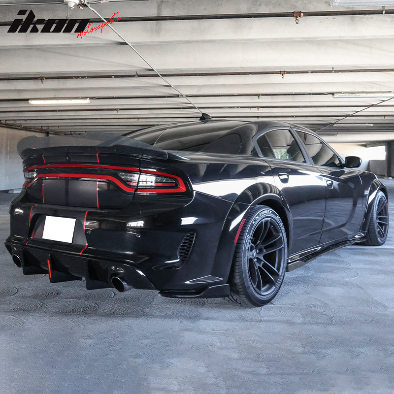 Fits 20-23 Charger SRT Widebody PP Side Skirts Diffuser Lips Carbon Fiber Print