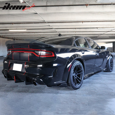 Fits 20-23 Dodge Charger SRT Widebody PP Side Skirts Diffuser Lips - Matte Black