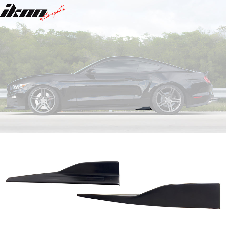 Universal Side Skirts PU ROU Style Unpainted Black Rocker Pane