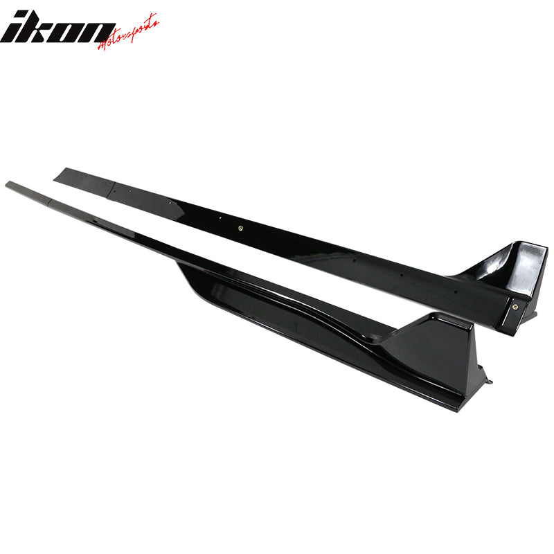 IKON MOTORSPORTS, Side Skirts Compatible With 2005-2014 Ford Mustang, PP GT500 Style Exterior Side Skirt Extensions Rocker Panel, 2006 2007 2008 2009 2010 2011 2012 2013