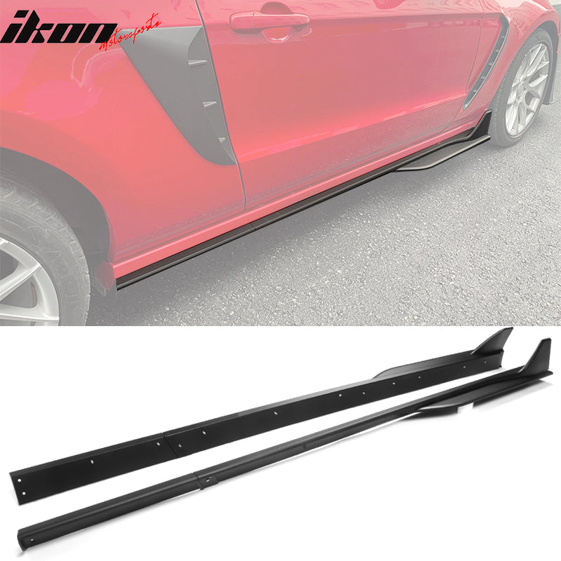 IKON MOTORSPORTS, Side Skirts Compatible With 2005-2014 Ford Mustang, PP GT500 Style Exterior Side Skirt Extensions Rocker Panel, 2006 2007 2008 2009 2010 2011 2012 2013